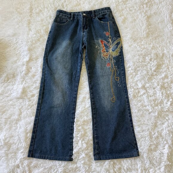 YESSTYLE Sosana Low Waist Butterfly Embroidered Bootcut Jeans Size M 26 in insea - Picture 1 of 13